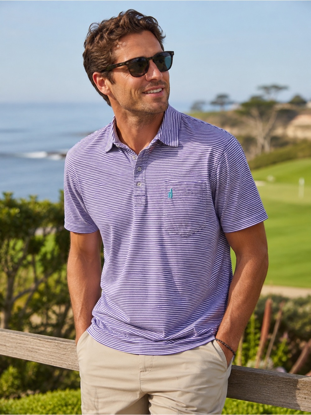 Classic Johnnie-O striped pocket polo